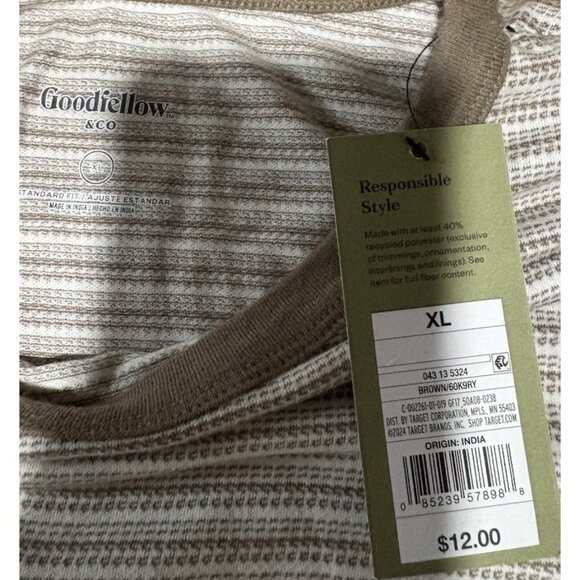 XL - Mens Striped Short Sleeve Standard Fit T-Shirt - Goodfellow Co - Brown SzXL - Picture 4 of 6